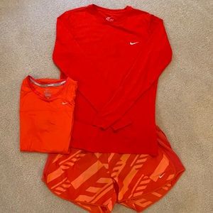 Nike Long Sleeve/Short Sleeve/Running Shorts Combo